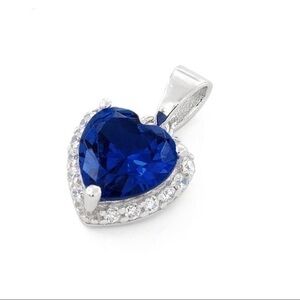 925 Sterling Silver Sapphire CZ Pendant